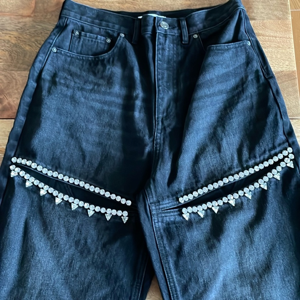 Area Crystal Slit Jean